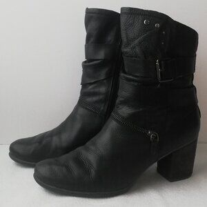 Josef Seibel Leather Booties with Buckle & Zipper Size 8